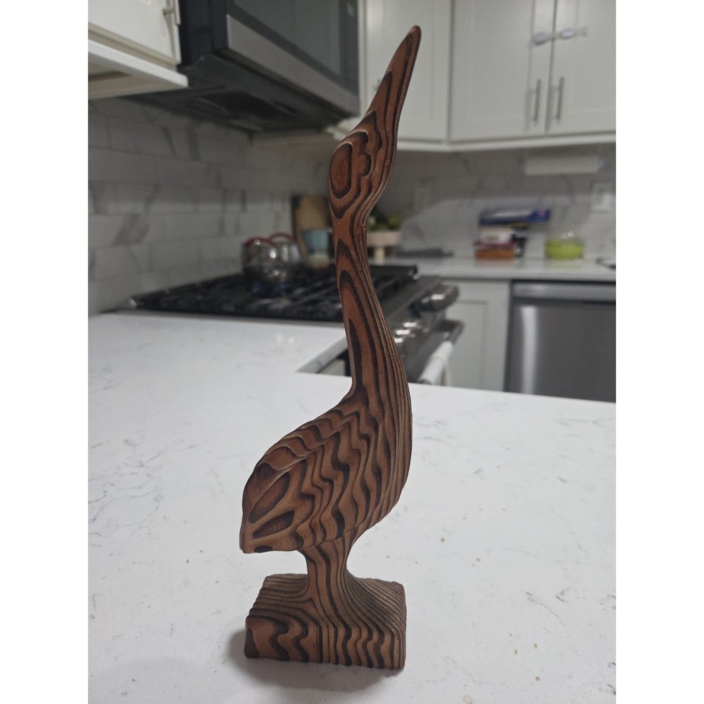 Wooden Crane Cird Witco Decor Sculpture Mid Century Modern Art
